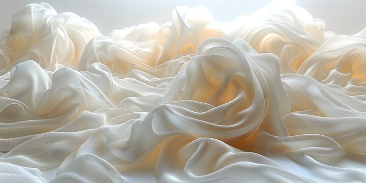Ethereal White Silk Fabric in Soft Light, To convey a sense of delicate beauty and organic form through the use of flowing drapery and a soft color