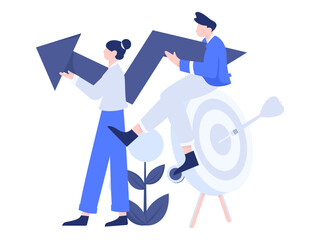 Flat vector illustration of business people operating work scene

