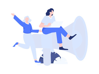 Flat vector illustration of business people operating work scene
