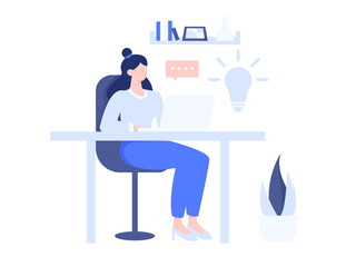 Flat vector illustration of business people operating work scene
