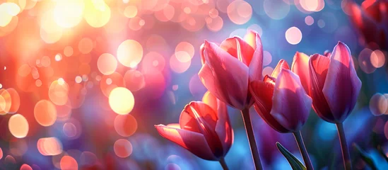 Fotobehang tulips flower spring nature concept background © oswasa