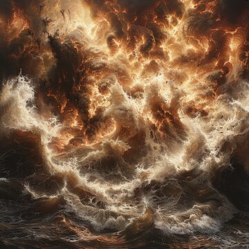 Churning Clouds of Fire and Smoke in a Turbulent Apocalyptic Sky
