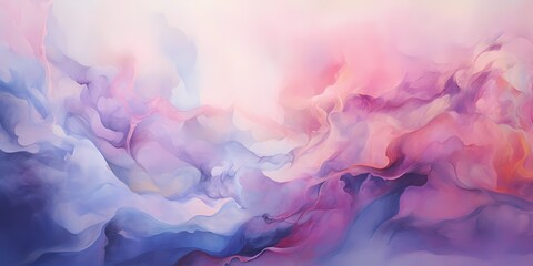 Layers of pink, purple, and blue hues intermingling with grainy texture, producing a captivating abstract backdrop reminiscent of an ethereal landscape.