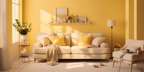 Goldenrod hues mingle with the beige, casting a soft glow reminiscent of a sun-kissed afternoon.