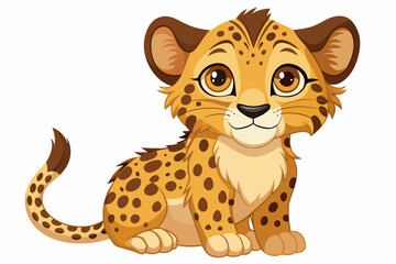 a cheetah cub looking a me on white background 