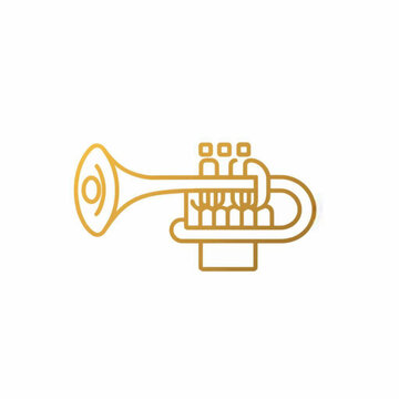 Gold trumpet icon isolated on white background. Vector illustration.
