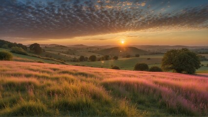 Tranquil Countryside Sunrise: Embracing the Dawn of a New Day