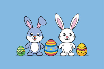 Bunny Easter Eggs Clipart