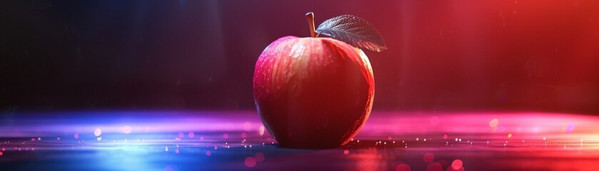 A hologram apple glowing with luminance casting clarity in delightful colors - obrazy, fototapety, plakaty