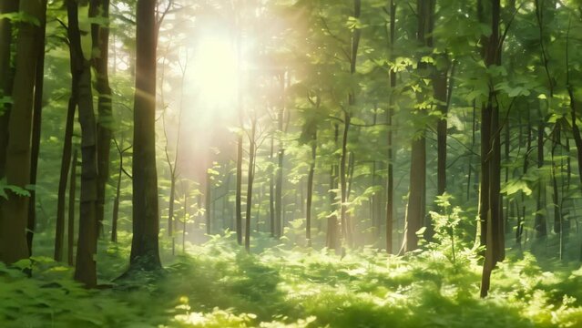 Beautiful green summer forest Spring background