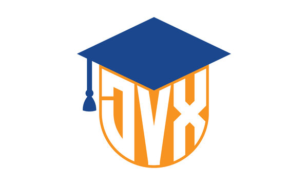 DVX initial letter academic logo design vector template. school college logo, university logo, graduation cap logo, institute logo, educational logo, library logo, teaching logo, book shop, varsity	