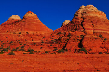 Sandstone teepees close to The Wave, Coyote Buttes North, Vermilion Cliffs National Monument, Arizona, USA.
