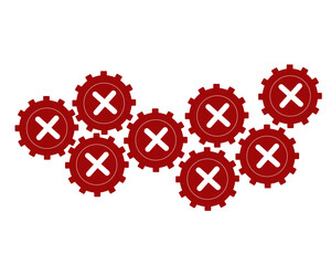 Gears with X
Vector icons of gears with a cross on a white background