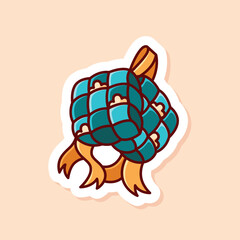 Vector Cute Blue Ketupat Food Icon. with cartoon design style isolated. Suitable to Use for Ramadhan, Eid mubarak, or Islamic Event.