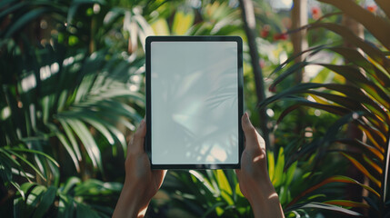 Mockup With Two Hands Holding ipad Device
