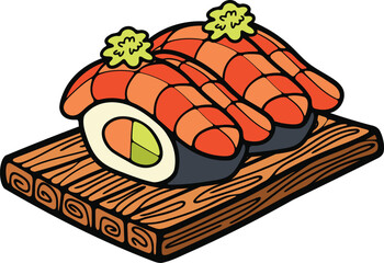 isolate sashimi sushi japanese food flat style illustration