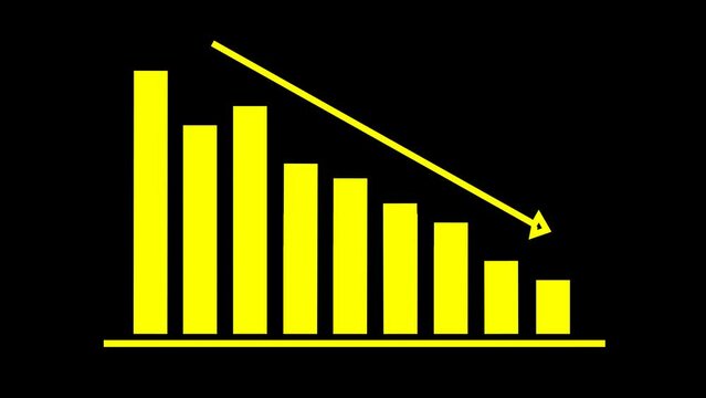 The statistical curve is decreasing. Animated illustration of a downward statistical curve with a loss sign.
