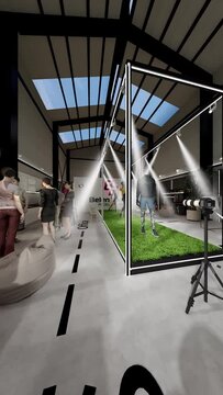 nave comercial showroom de marca de ropa deportiva 