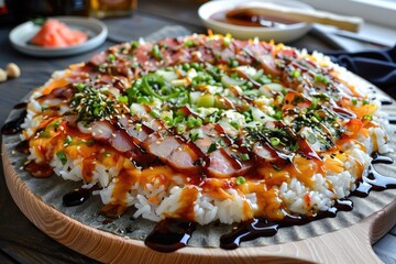 Sushi pizza hybrid food