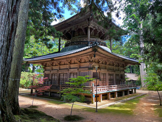 Ethereal Elegance: Wooden Temple Beauty in Koyasan, Kongobu Jinja, Wakayama, Japan