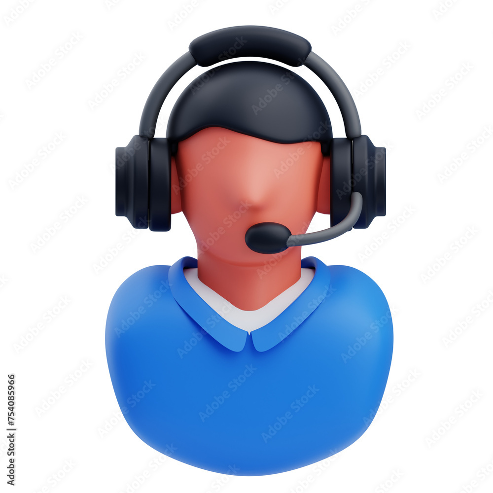 Aufkleber 3D Assistant Icon Support Elegance. 3d illustration, 3d element, 3d rendering. 3d visualization isolated on a transparent background