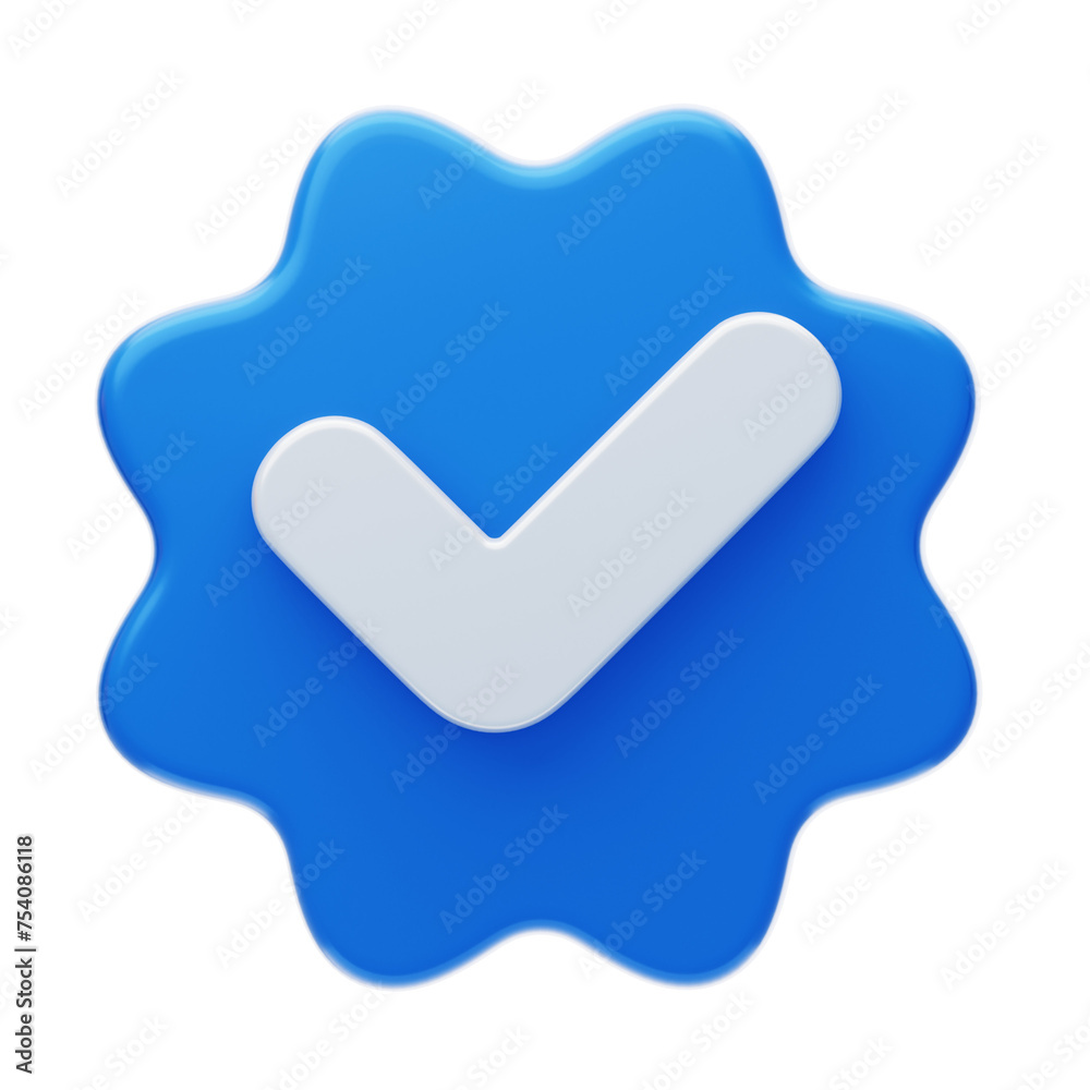 Poster 3d check mark verification elegance. 3d illustration, 3d element, 3d rendering. 3d visualization iso
