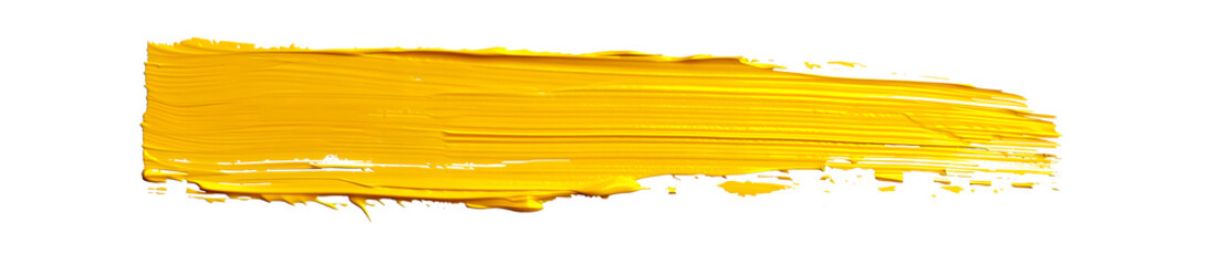 Vibrant Yellow Brush Stroke on Transparent Background