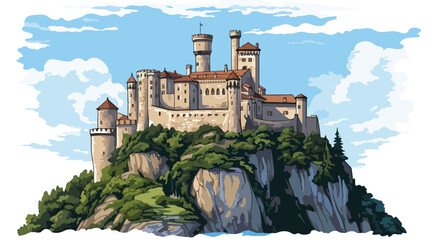 A sketch of the castle in San Marino made - obrazy, fototapety, plakaty