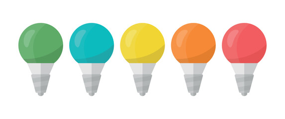 Colored light bulbs flat clip arts - 754086538