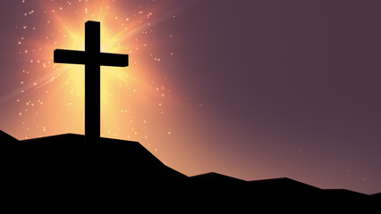 Holy Cross with Heavenly Particles and Copyspace, Good Friday Background