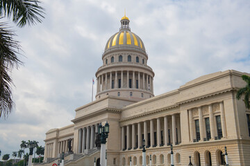 Cuba Capitol building (Capitolio) at the end of Paseo del Prado in Old Havana (La Habana Vieja), Cuba. Old Havana is a World Heritage Site. 