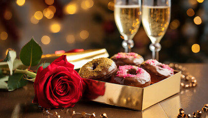 chocolate donuts and roses