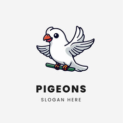 2D Vector Cartoon White Pigeons