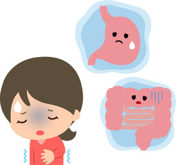 身体が冷えて胃腸の調子が悪い女性