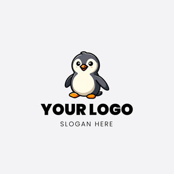 2D logo cartoon penguin