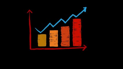 hand drawn animation business graph showing growth