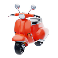 3D Orange Scooter Model Stylish Urban Commute. 3d illustration, 3d element, 3d rendering. 3d visualization isolated on a transparent background
