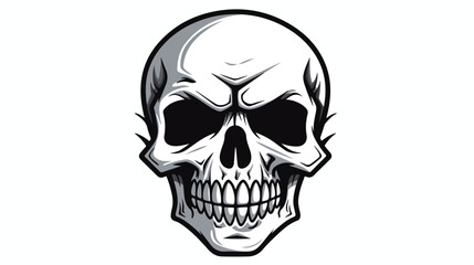 Cartoon spooky skull freehand draw cartoon vector