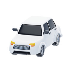 3D Model Of White Car Automotive. 3d illustration, 3d element, 3d rendering. 3d visualization isolated on a transparent background