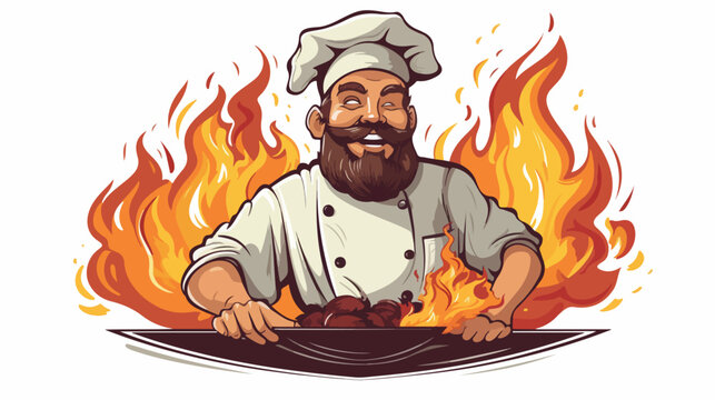 Chef on fire design vector illustration.