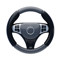 3D Steering Wheel Model Automotive Control Center. 3d illustration, 3d element, 3d rendering. 3d visualization isolated on a transparent background