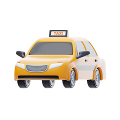 3D Yellow Taxi Model Iconic Urban Transport. 3d illustration, 3d element, 3d rendering. 3d visualization isolated on a transparent background