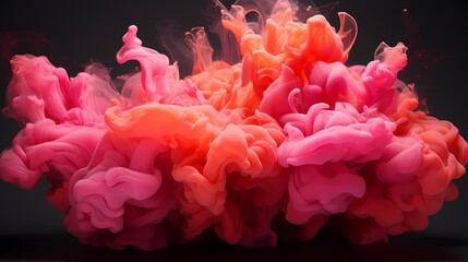 Neon pink and fiery red liquids colliding with explosive energy, forming a mesmerizing and intense abstract composition - obrazy, fototapety, plakaty