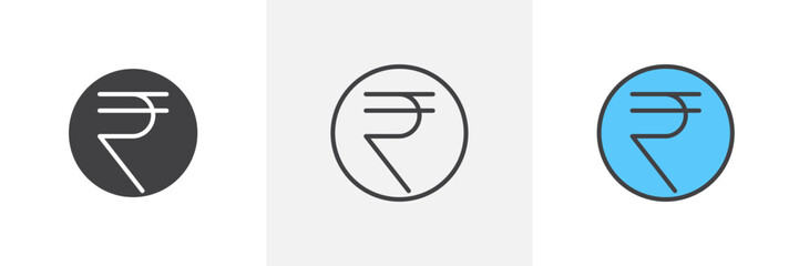 Indian Rupee Isolated Line Icon Style Design. Simple Vector Illustration