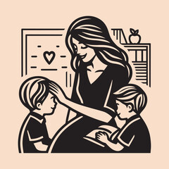 Teacher caring and lover her students vector illustration. World teacher's day vector and graphic resources