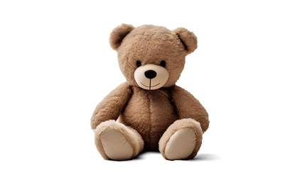 A fluffy teddy bear sitting peacefully, casting a soft shadow on the pristine- png