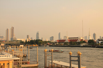 Evening View of Chao Phraya River in Bangkok, Thailand