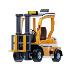 3D Forklift Model Industrial Lifting Power. 3d illustration, 3d element, 3d rendering. 3d visualization isolated on a transparent background