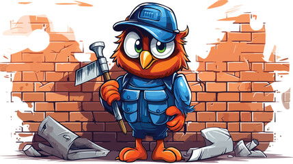 Cool owl builder dressed in a blue uniform.