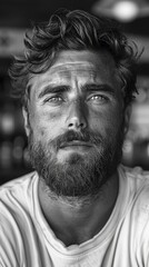 Bearded Man in Black and White